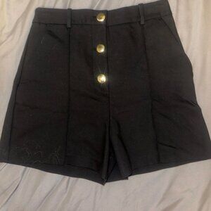 Zara Womens High Waisted Button Shorts/Bermuda‎ Black Sz small